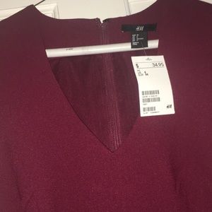 H&M Cranberry V-Neck Dress Size 6